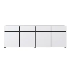Madia 225x78h cm 4 ante 4 cassetti moderna bianco opaco nero Lolla