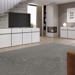 Madia 225x78h cm 4 ante 4 cassetti moderna bianco opaco nero Lolla
