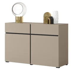 Madia 120x78h cm 2 ante 2 cassetti moderna tortora nero Lolla