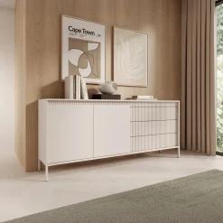Madia 187x82h cm 2 ante 3 cassetti  beige cannettato Ciar