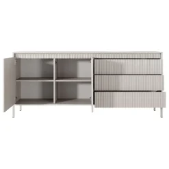 Madia 187x82h cm 2 ante 3 cassetti  beige cannettato Ciar