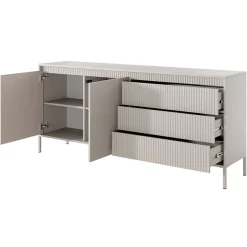 Madia 187x82h cm 2 ante 3 cassetti  beige cannettato Ciar