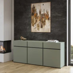 Madia 180x78h cm 3 ante 3 cassetti moderna verde nero Lolla