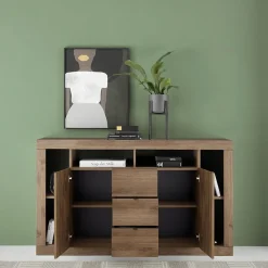 Madia 172x102h cm 2 ante 3 cassetti moderna rovere scuro Trilogy