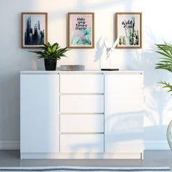 Madia 120x97h cm 2 ante 4 cassetti  moderna bianco Velsen