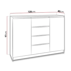Madia 120x97h cm 2 ante 4 cassetti  moderna bianco Velsen