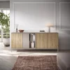Madia 210x86h cm 4 ante 2 vani rovere chiaro beige Tony