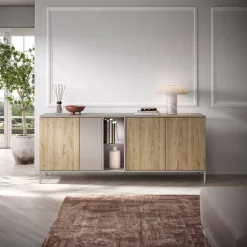 Madia 210x86h cm 4 ante 2 vani rovere chiaro beige Tony