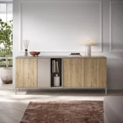 Madia 210x86h cm 4 ante 2 vani rovere chiaro beige Tony