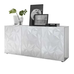 Madia 181x84h cm 3 ante bianco lucido laccato con serigrafia Marvis