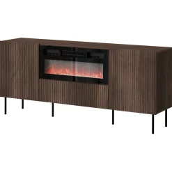 Madia 181x81h cm 3 ante  con caminetto noce cannettato Gabiot