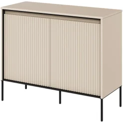 Madia 98x83h cm 2 ante con led cannettato beige nero Camelia