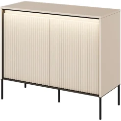 Madia 98x83h cm 2 ante con led cannettato beige nero Camelia