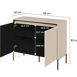 Madia 98x83h cm 2 ante con led cannettato beige nero Camelia