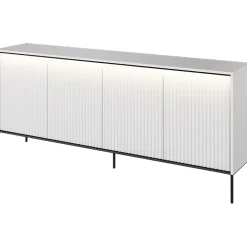 Madia 193x83h cm 4 ante con led cannettato bianco opaco nero Camelia
