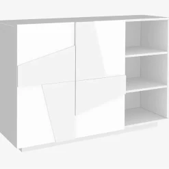 Madia 120x86h cm 2 ante e vani a giorno moderna bianco lucido Zenzero