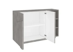 Madia 120x86h cm 2 ante e vani a giorno moderna grigio cemento Zenzero