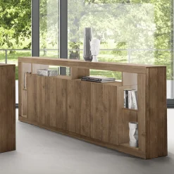 Madia 210x102h cm 4 ante moderna rovere scuro Trilogy