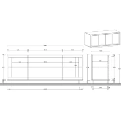Madia 207x80h cm 4 ante moderna antracite rovere scuro Deluxe