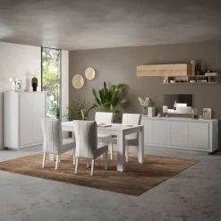 Madia 207x80h cm 4 ante moderna bianco opaco Deluxe