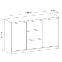 Madia 138x87h cm 2 ante moderna rovere Funny