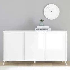 Madia 156x84h cm 3 ante moderna soggiorno bianco lucido Tosca