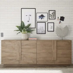 Madia 241x90h cm 4 ante moderna rovere Alvarez
