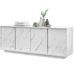 Madia 180x79h cm 4 ante moderna effetto marmo bianco Viking