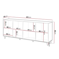 Madia 201x83h cm 4 ante moderna cannettato antracite Essence