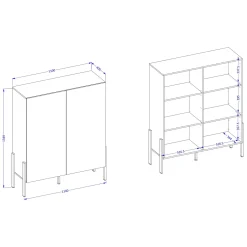 Madia 110x135h cm 2 ante moderna bianco Simple