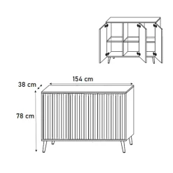Madia 154x78h cm 3 ante moderna bianco Celestia