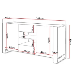 Madia 164x80h cm 2 ante moderna soggiorno rovere grigio Tampere