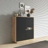 Madia 121x126h cm 3 ante moderna nero opaco rovere Esmond
