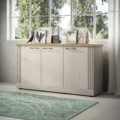 Madia 164x88h cm 3 ante moderna rovere bianco frassinato Doria