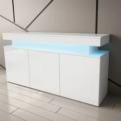 Madia 160x83h cm 3 ante moderna  con led bianco Lumus