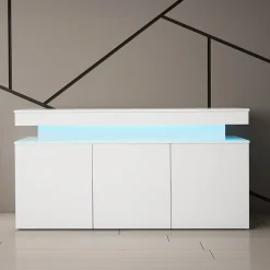 Madia 160x83h cm 3 ante moderna  con led bianco Lumus