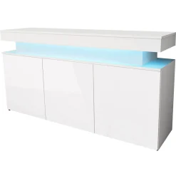 Madia 160x83h cm 3 ante moderna  con led bianco Lumus