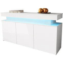 Madia 160x83h cm 3 ante moderna  con led bianco Lumus