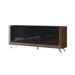 Madia 200x81h cm 3 ante moderna noce nero lucido Jumbo