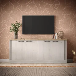 Madia 211x88h cm 4 ante rovere bianco frassinato Armonia
