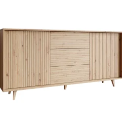 Madia 180x84h cm 2 ante rustica design cannettato rovere Branch