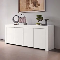 Madia 210x81h cm 4 ante soggiorno moderna bianco opaco Halston