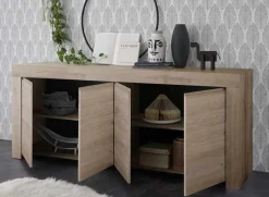 Madia 210x81h cm 4 ante soggiorno moderna rovere chiaro Halston