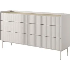 Madia 153x82h cm 6 cassetti beige cannettato rovere Fioca
