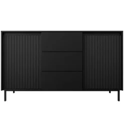 Madia 153x90h cm 3 cassetti design cannettato nero Strike