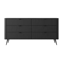 Madia 163x81h cm 6 cassetti moderna  nero opaco cannettato Ramis