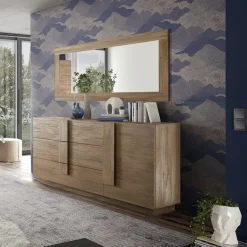 Madia 182x90h cm moderna 1 anta 3 cassetti rovere Alvarez