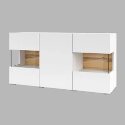 Madia 120x62h cm moderna bianco rovere Fusion