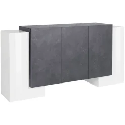 Madia 170x85h cm moderna bianco lucido ossido Akoya