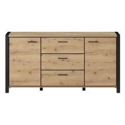 Madia 180x91h cm moderna industrial quercia nero opaco Neive